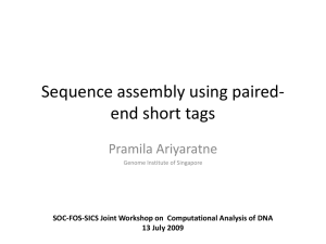 sequence assembly using paired-end short tags