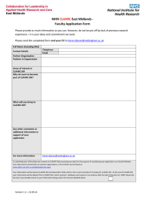 NIHR East Midlands - Faculty Application Form CLAHRC