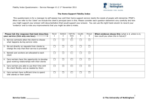 Fidelity Index Questionnaire – Service Manager V1.2 1 November 2011