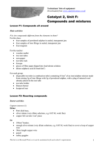 Year 8 equipment list - Unit 2F: Compounds and mixtures (DOC, 103 KB)