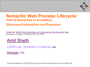 Semantic Web Process Lifecycle: Amit Sheth ole of Semantics in Annotation,