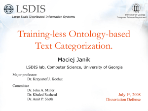 Training-less Ontology-based Text Categorization. Maciej Janik