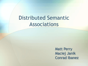 Distributed Semantic Associations Matt Perry Maciej Janik