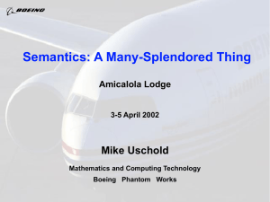 Semantics: A Many-Splendored Thing Mike Uschold Amicalola Lodge 3-5 April 2002