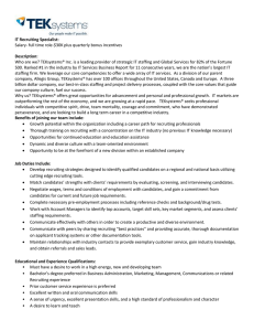IT Recruiting Specialist: Description: Salary- full time role-$30K plus quarterly bonus incentives