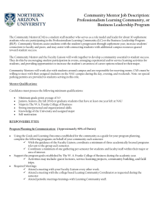 Community Mentor Job Description: Professionalism Learning Community, or Business Leadership Program
