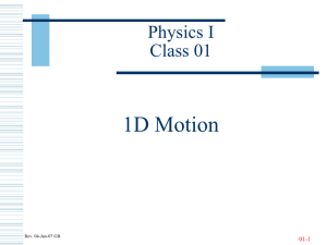 1D Motion Physics I Class 01 01-1