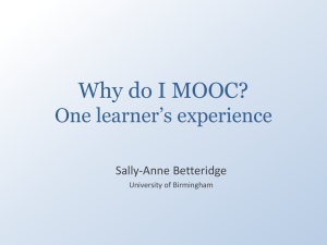 The experiences of a MOOC learner