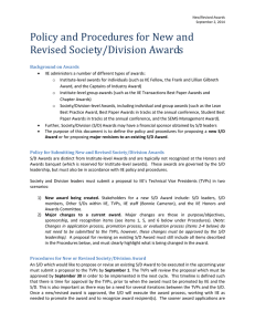 Policy and Procedures for New and Revised Society/Division Awards