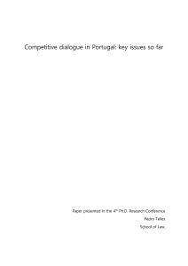 Competitive Dialogue in Portugal: Key Issues so Far