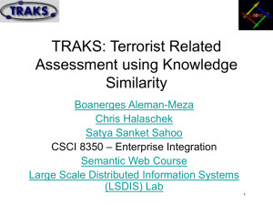 TRAKS: Terrorist Related Assessment using Knowledge Similarity