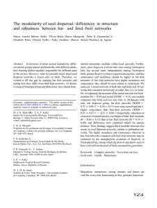 The  modularity of seed  dispersal: differences  in ... and  robustness   between  bat–  and ...