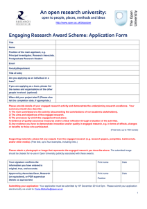 An open research university:  Engaging Research Award Scheme: Application Form