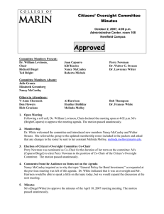 Approved Citizens’ Oversight Committee Minutes