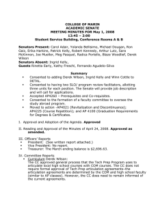 COLLEGE OF MARIN ACADEMIC SENATE MEETING MINUTES FOR May 1, 2008
