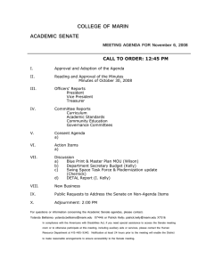 COLLEGE OF MARIN ACADEMIC SENATE  MEETING AGENDA FOR November 6, 2008