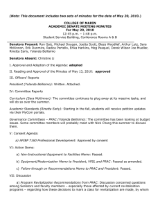 (Note: This document includes two sets of minutes for the...  COLLEGE OF MARIN ACADEMIC SENATE MEETING MINUTES