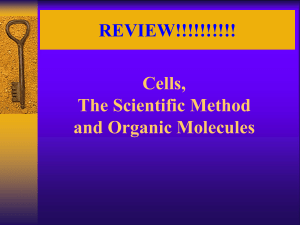 REVIEW!!!!!!!!!! Cells, The Scientific Method and Organic Molecules