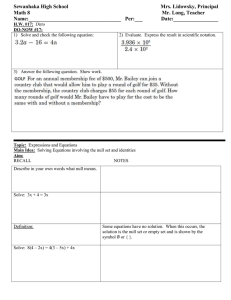 Math 8 Lesson Plan 17 solving equations involving the null set and identities class outline for students.doc