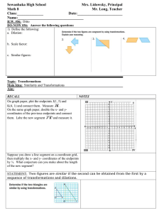 Math 8  Lesson Plan 56  Similarity and Transformations class outline for students