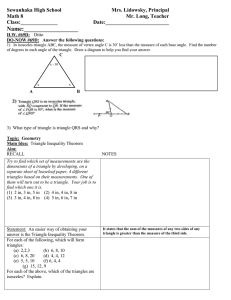 Math 8 Lesson Plan 69D Triangle Inequality Theorem class outline.doc
