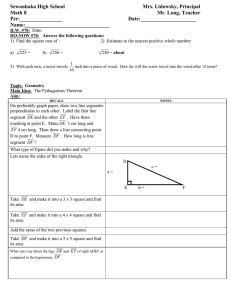 Math 8 Lesson Plan 70 Pythagorean Theorem class outline for students.doc