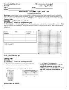 Math 8 HW DO NOW Assignment Sheet 9