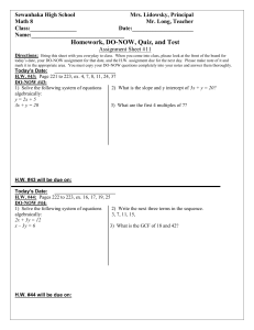 Math 8 HW DO NOW Assignment Sheet 11