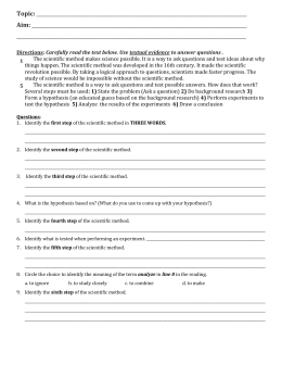 Scientific Method Matching Worksheet