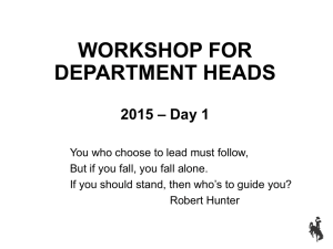 WORKSHOP FOR DEPARTMENT HEADS – Day 1 2015