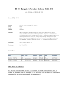 CIS 110 Computer Information Systems - FALL 2015