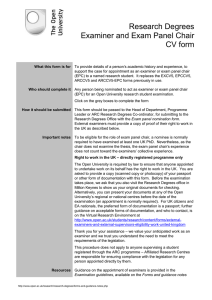 Research Degrees Examiner and Exam Panel Chair CV form