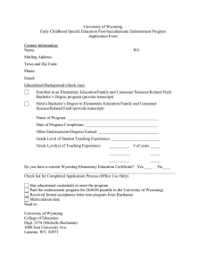 University of Wyoming Early Childhood Special Education Post-baccalaureate Endorsement Program Application Form