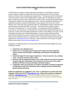Center for Global Studies Supplemental Research Grant Application 2015