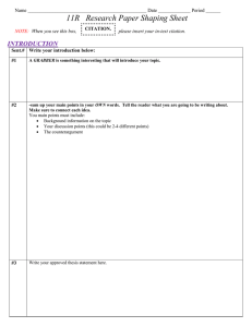 11R   Research Paper Shaping Sheet INTRODUCTION