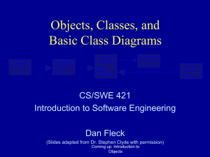 Objects, Classes, and Basic Class Diagrams CS/SWE 421 Introduction to Software Engineering