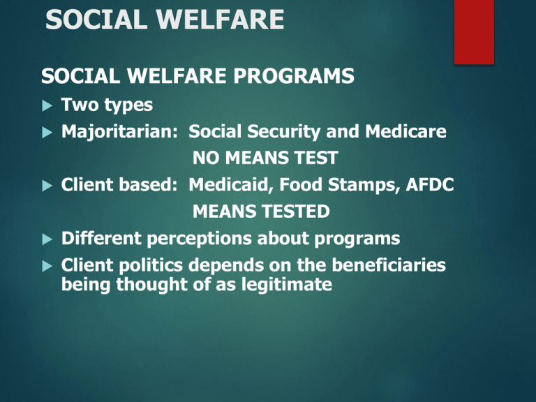 Different Types Of Social Welfare Programs