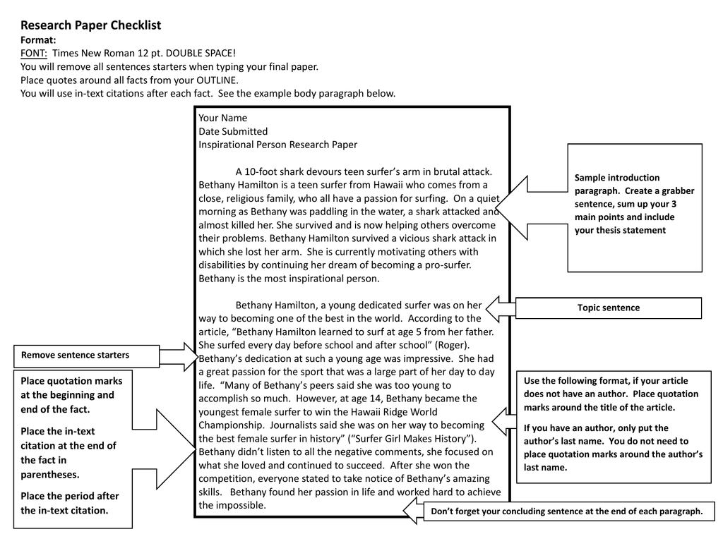 Research Paper Checklist