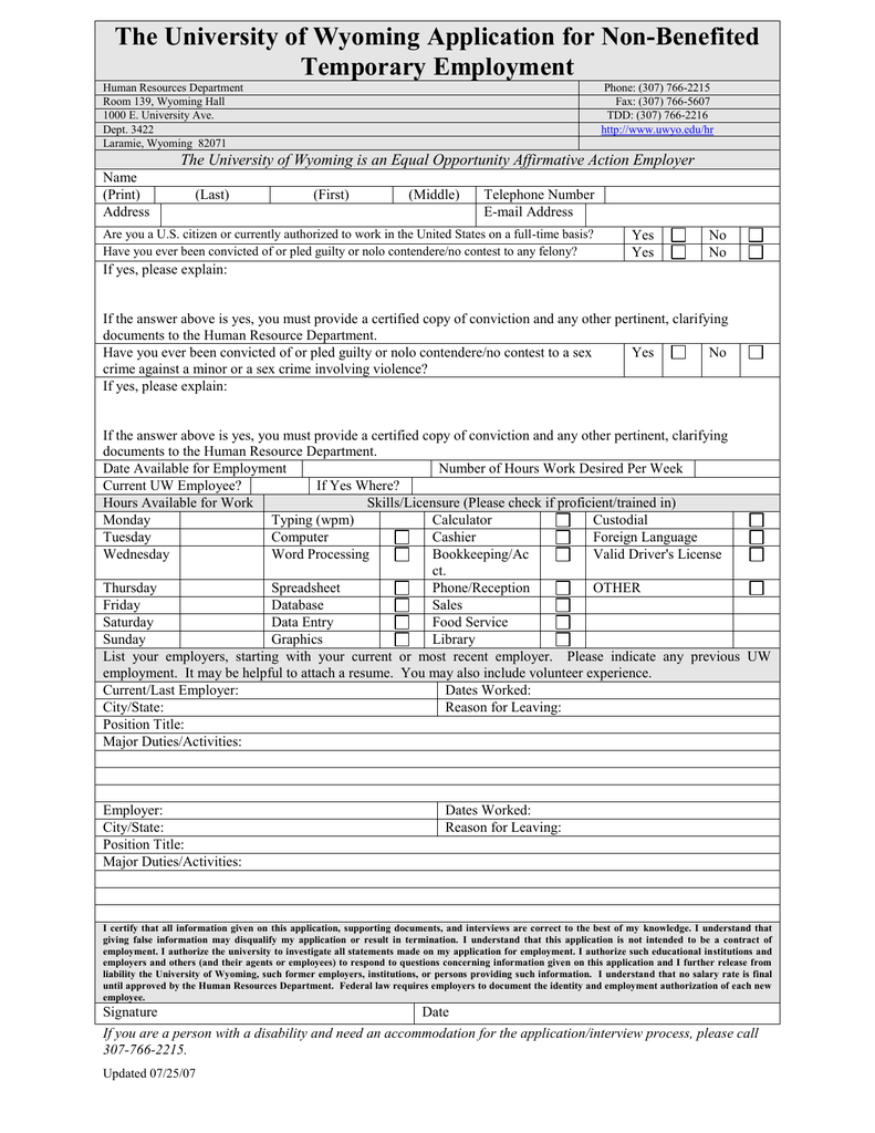 Wyoming state jobs application