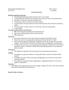 Classroom Contract and Bravo Sheet