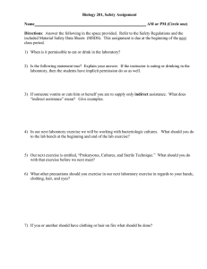 Biology 201, Safety Assignment Name  AM or PM (Circle one)