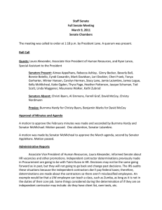 Staff Senate Full Senate Meeting March 9, 2011 Senate Chambers