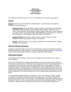 Staff Senate Full Senate Meeting June 9, 2010 Senate Chambers