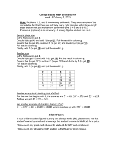 College Bound Math Solutions #14 Note: week of February 2, 2015