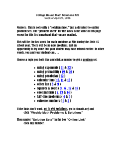 Mentors:  This is not really a &#34;solution sheet,&#34; just... problem sets. The &#34;problem sheet&#34; for this week is the...