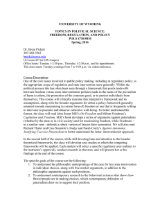 POLS 4710-80: Topics: Freedom, Regulation, and Policy