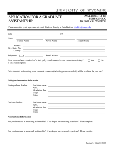 Teaching/Research Assistantship Application form