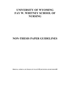 UNIVERSITY OF WYOMING FAY W. WHITNEY SCHOOL OF NURSING