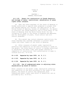 Wyoming Statutes Chapter 41- Water