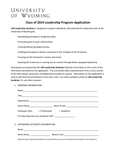 Class of 2014 Leadership Program Application